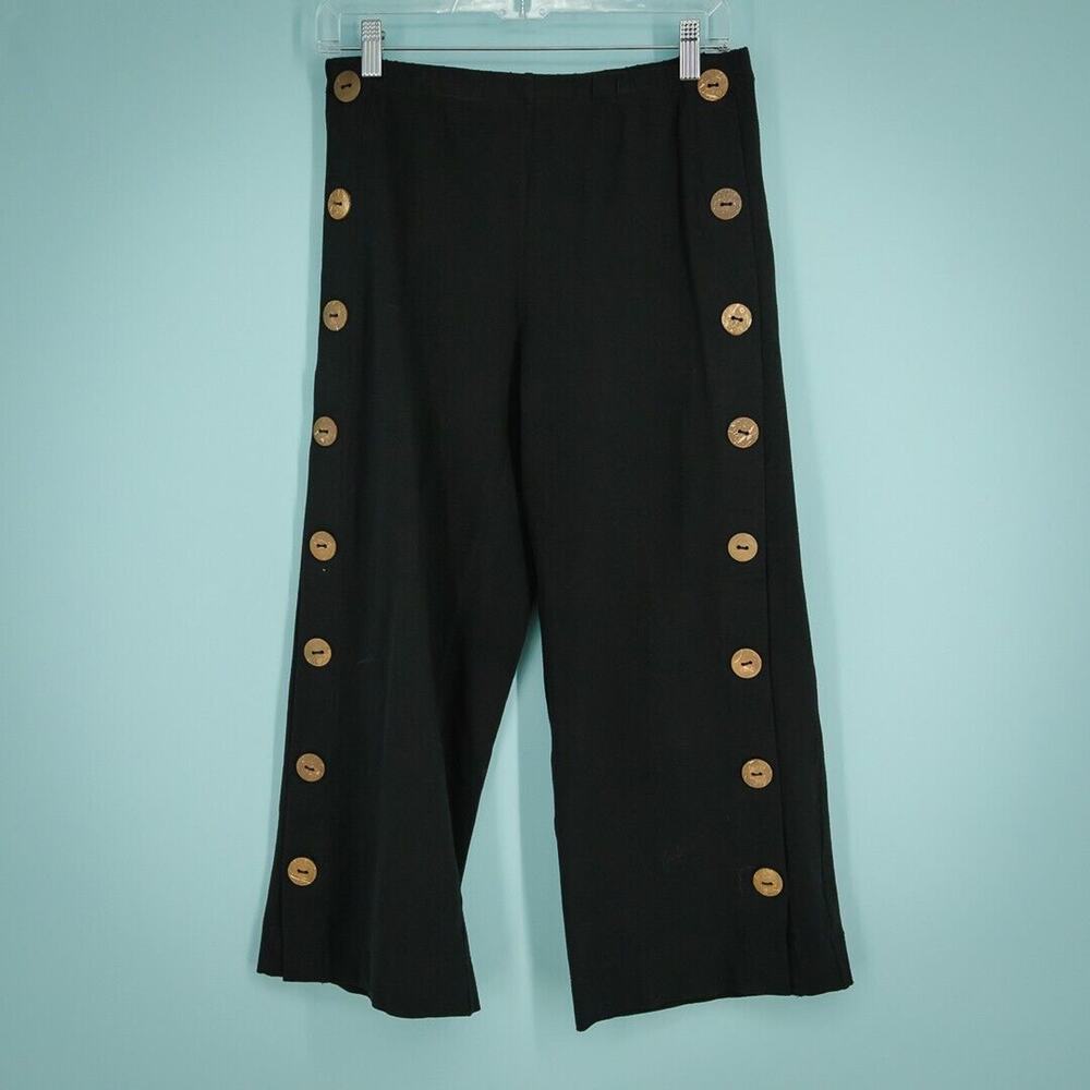 Soft Surroundings Size XS Black Newport Button Pull On Crop Artsy Knit Pants